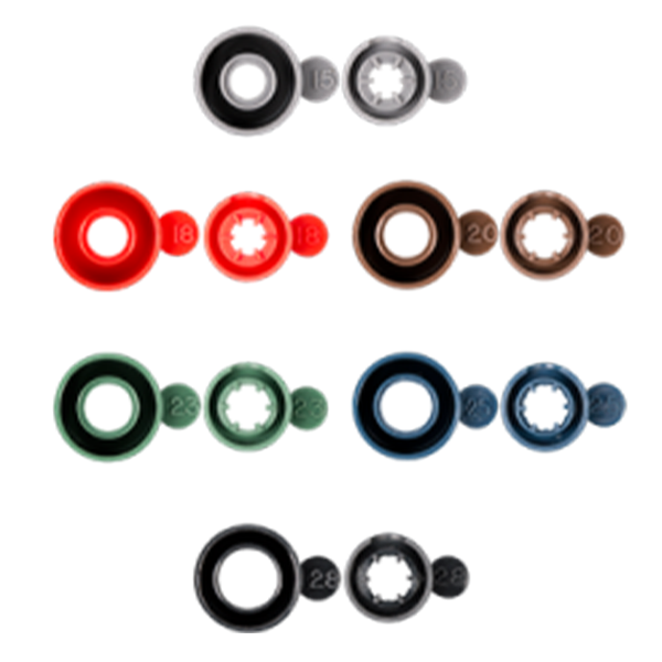 Farebne kódované trysky