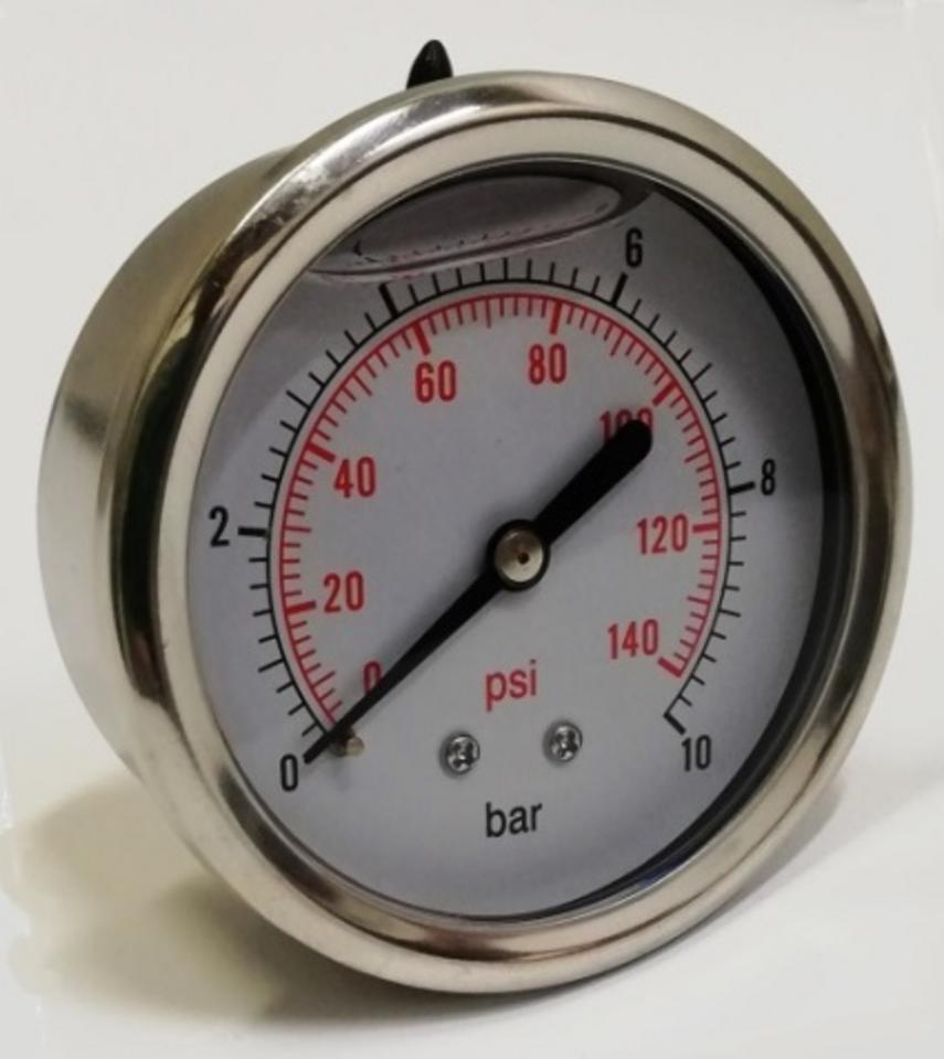 Glycerínový manometer 1/4", 0-10 bar - zadný vývod