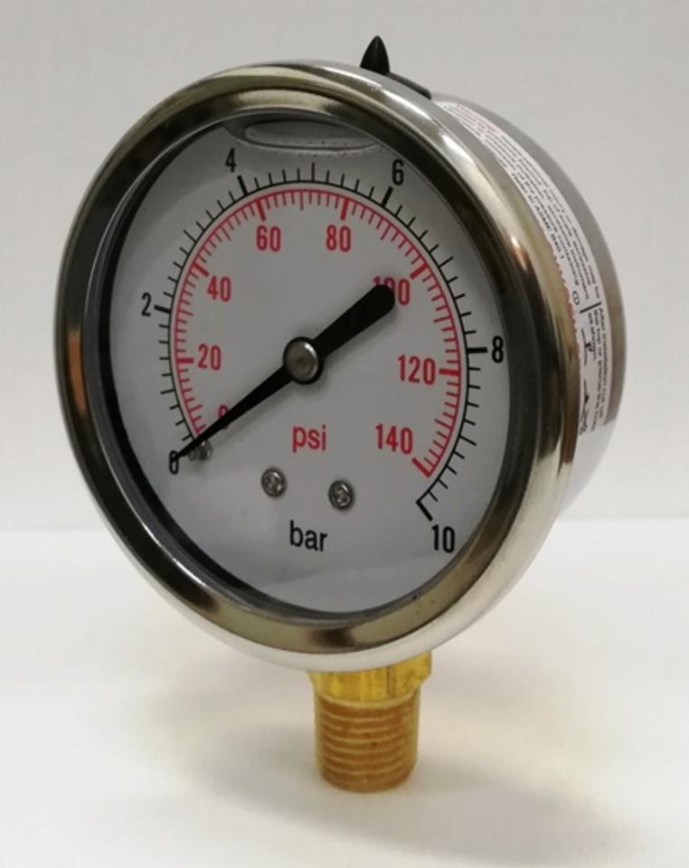 Glycerínový manometer 1/4", 0-10 bar - bočný vývod