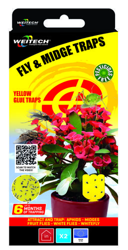 Weitech žlté lepové dosky na zapichnutie, 2 ks